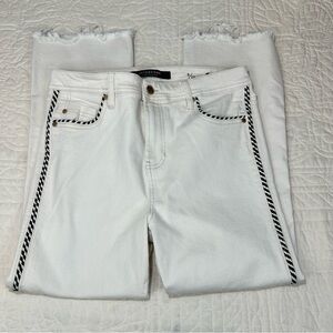 Liverpool Los Angeles High Rise Crop Flare White Black Stripe Pants Women’s Sz 8